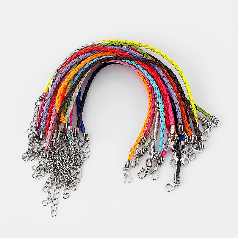 

50 pcs Multicolor Leather Braided Charm Bracelet Love For Bead lobster Clasp Fine Jewelry