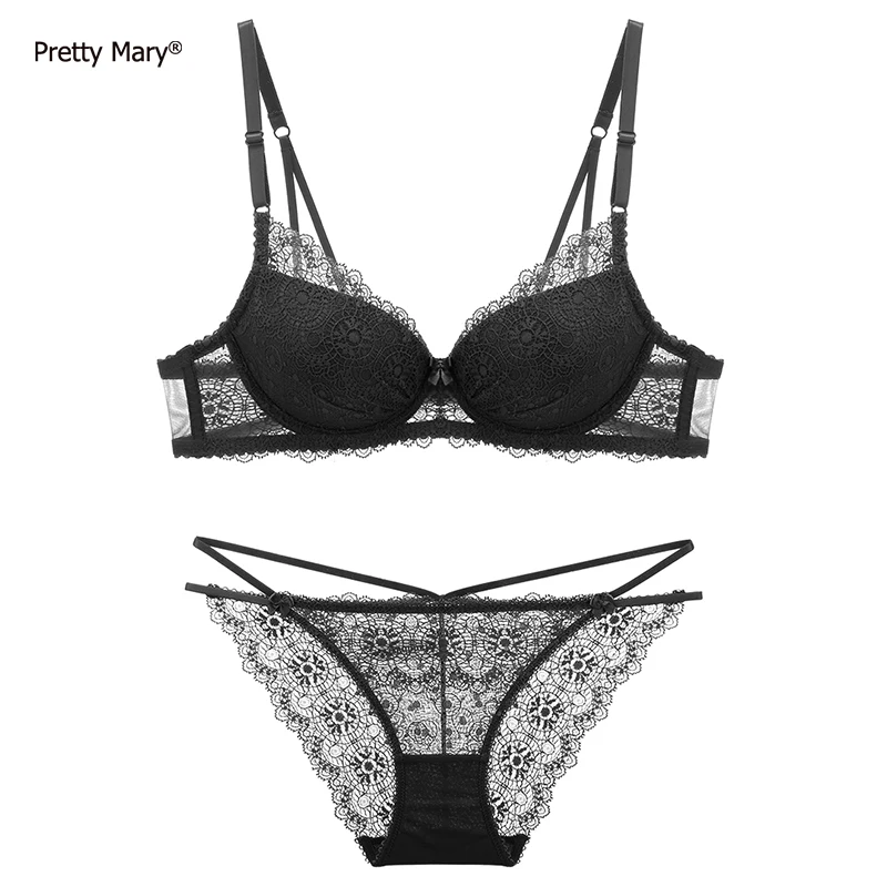 Женский кружевной бюстгальтер с пуш ап Pretty Mary повседневный и трусы отделкой не