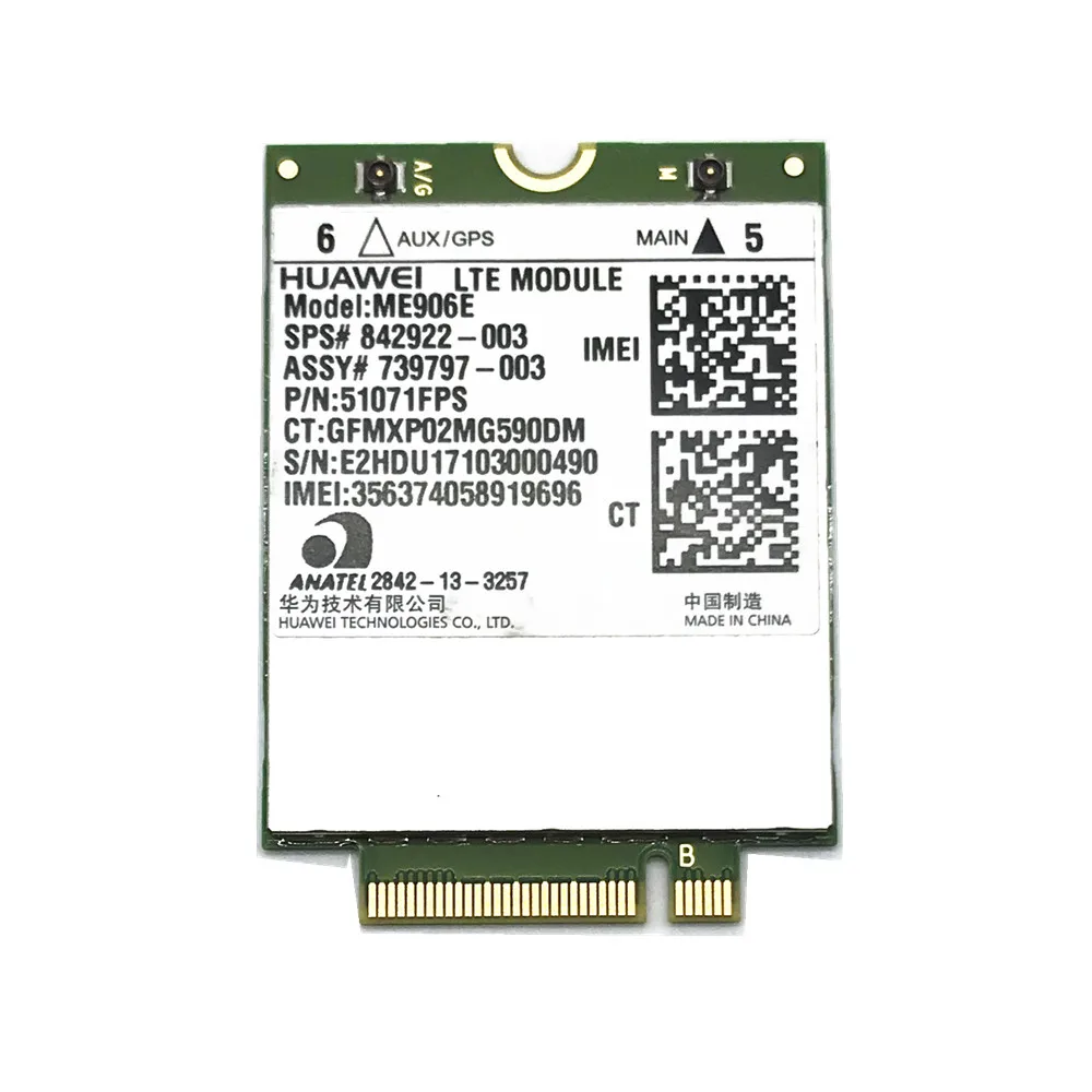 Разблокированный модуль HUAWEI ME906E LTE 4G SPS 842922 003 WWAN NGFF сетевая карта 3G для HP ZBOOK 14 15|3G
