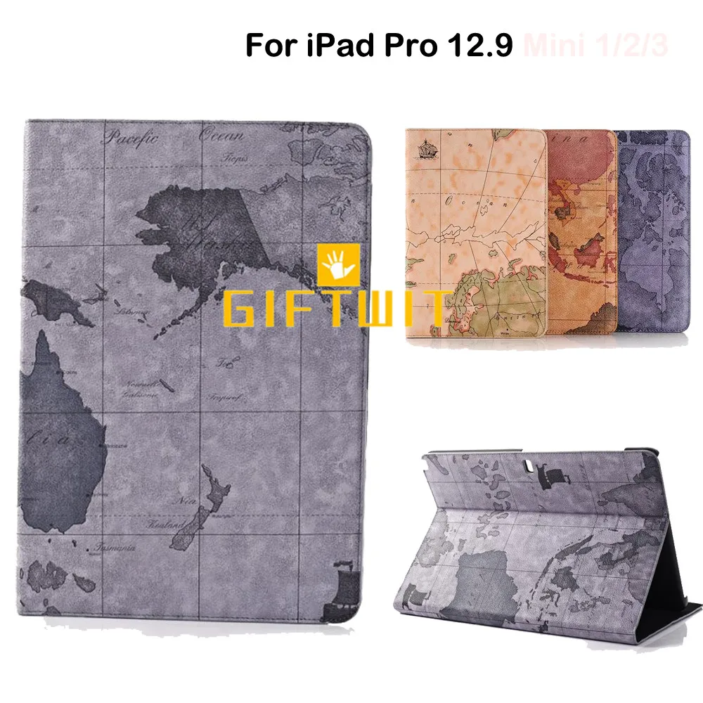 Для iPad Pro 12 9 &quot2017 чехол Карта Мира Дизайн PU кожаный кошелек для планшета с