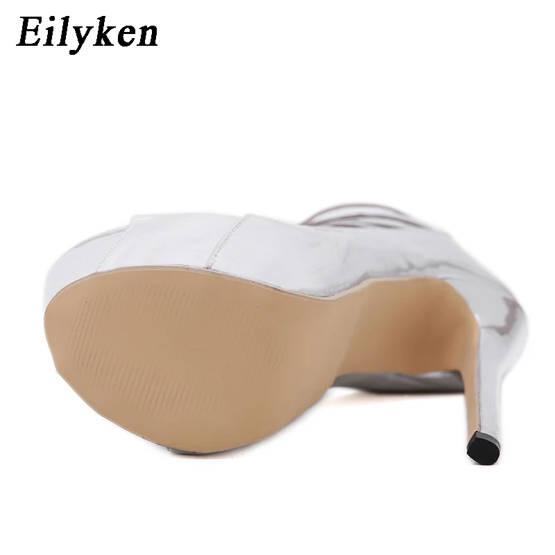 Eilyken/ г., новые летние модные пикантные Серебристые туфли-лодочки женская обувь на высокой платформе 16,5 см сандалии-гладиаторы на высоком каблуке для вечеринок