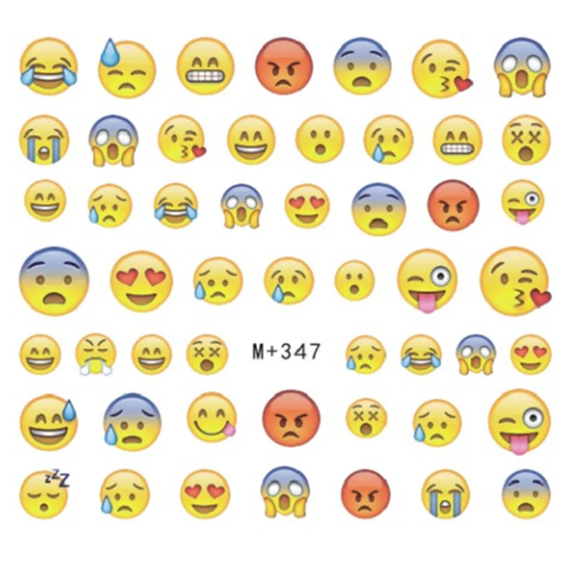 1 шт. Французский маникюр передачи вода ногти наклейки Catoon emoji ногтей Советы