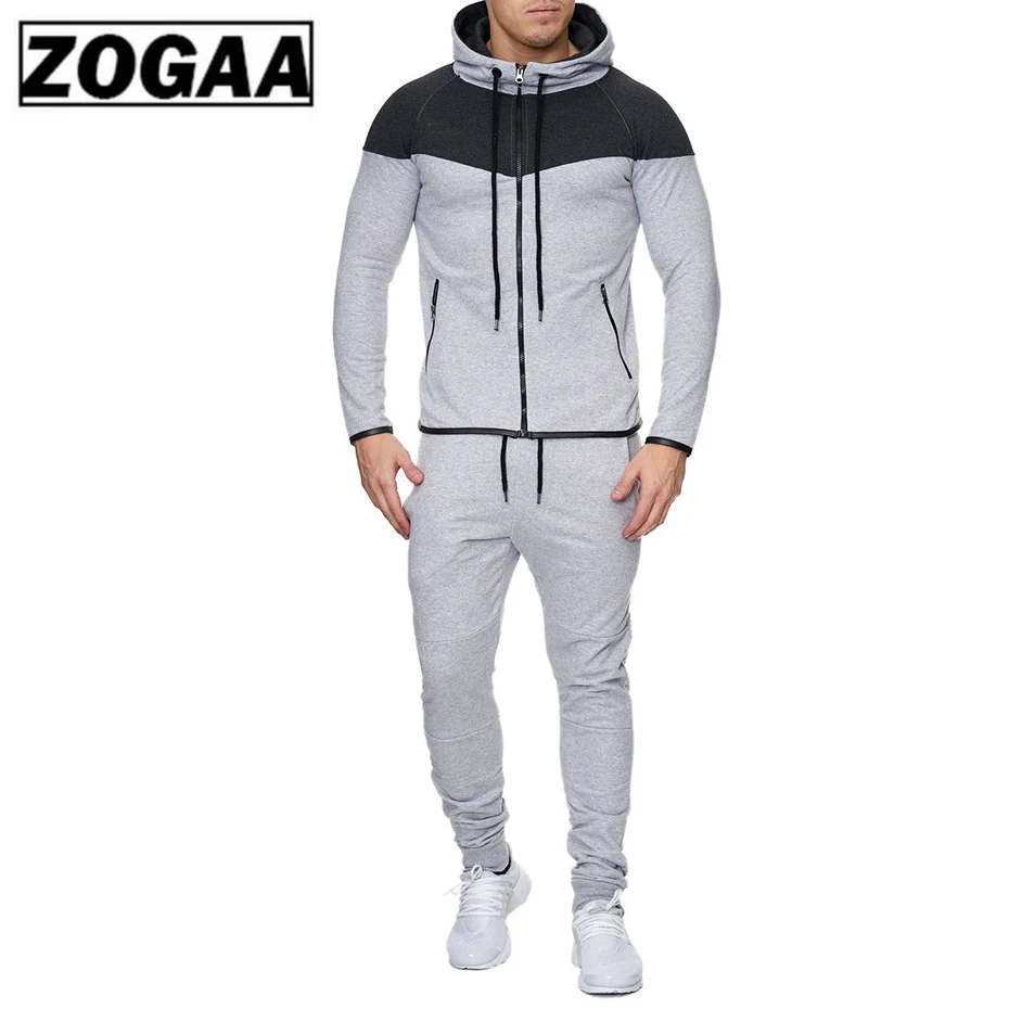 ZOGAA новинка 2019 мужской спортивный костюм из 2 частей комплекты с толстовками
