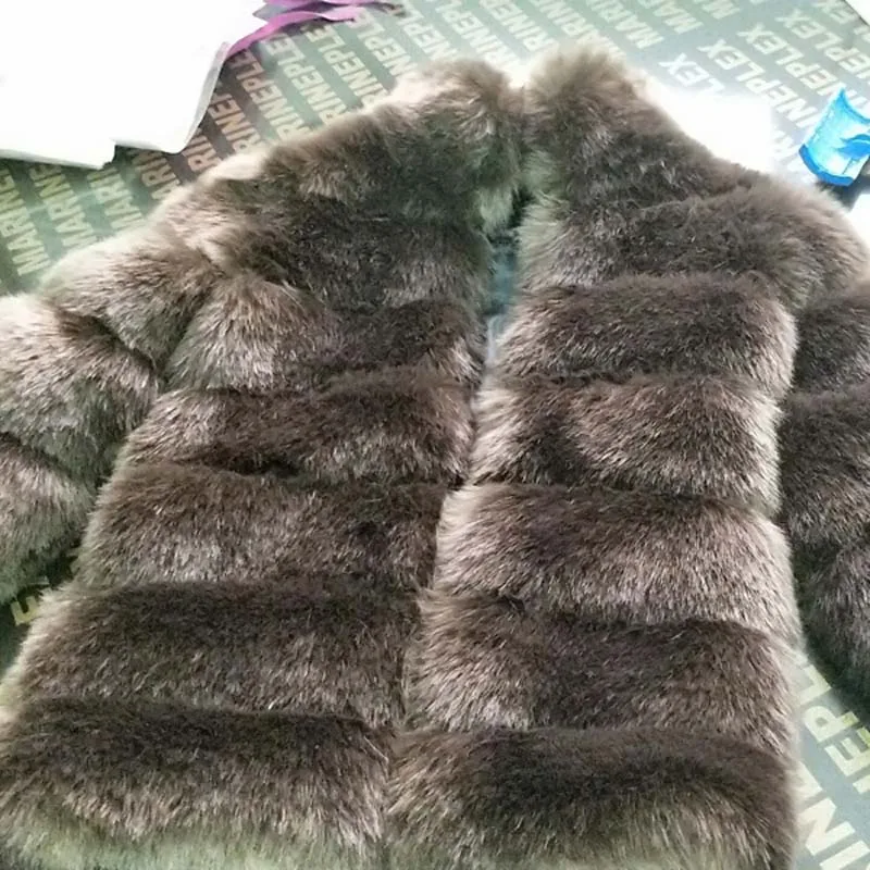 coffee faux fur coat Женская зимняя коллекция, Роскошные куртки из искусственного меха, пальто, мохнатая, утолщенная, теплая верхняя одежда, пальто Ins, модное, уличное пальто из искусственного меха лисы - Цвет: coffee faux fur coat
