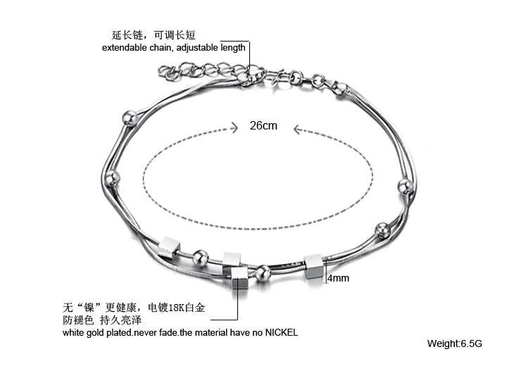 Модный маленький блочный Индийский браслет на ногу цепочка для ног серебряный