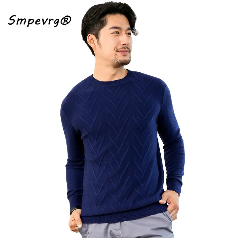 Smpevrg Autumn Winter Thick Cashmere Sweaters Men Pullovers O-Neck Long Sleeve Casual Pullover Tops Sweater Knitted Jumpers Warm | Мужская