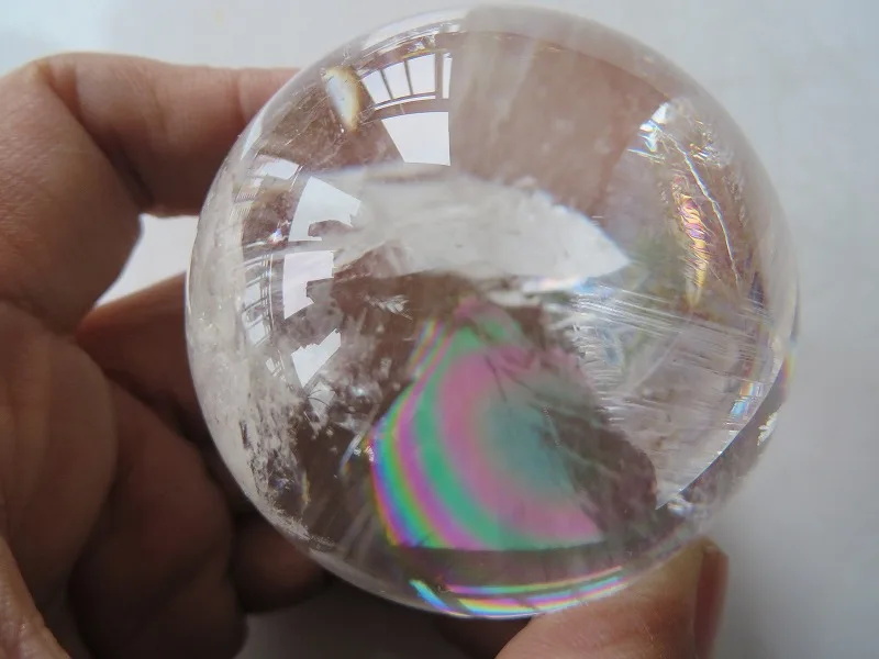 195 г Большой натуральный прозрачный кварцевый Радужный шар Хрустальная Сфера