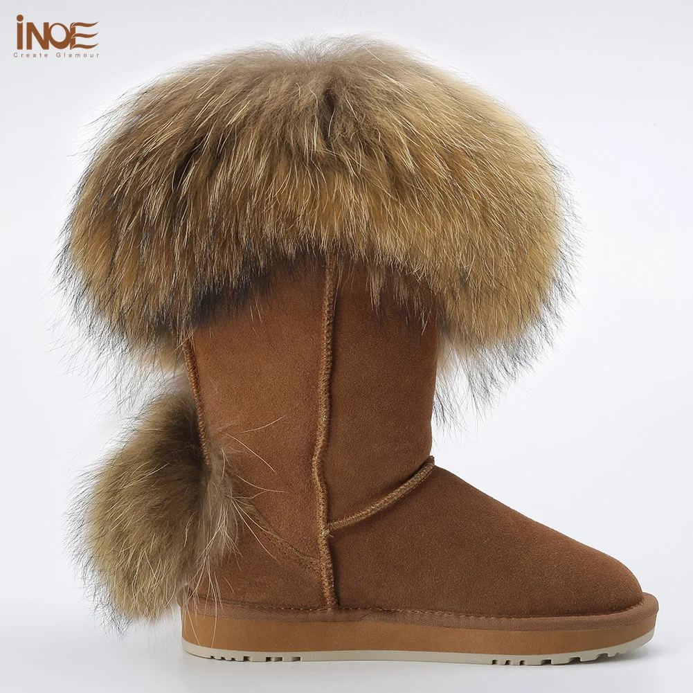 Ботинки женские зимние из натуральной коровьей замши и лисьего меха|fur winter boots|snow