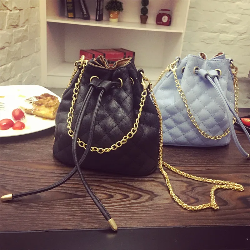 Корейская версия новой 2016 Пакета(ов) Drawstring ведро мешок цепи Мини Lingge Плеча Сумки |