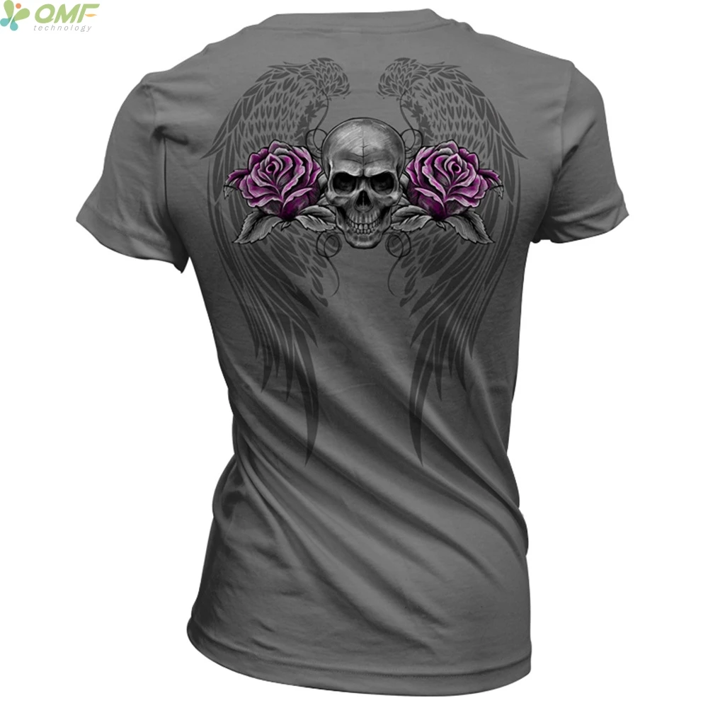 Серый череп летальный Ангел Вечная любовь беговые футболки v образный вырез