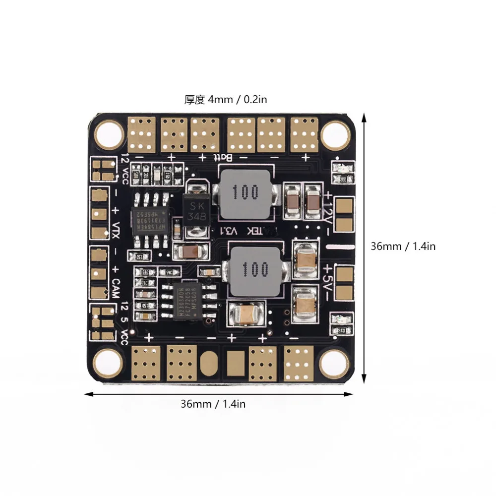 Мини блок питания распределительная плата PDB с BEC 5V & 12V для FPV QAV250 ZMR250 Мультикоптер