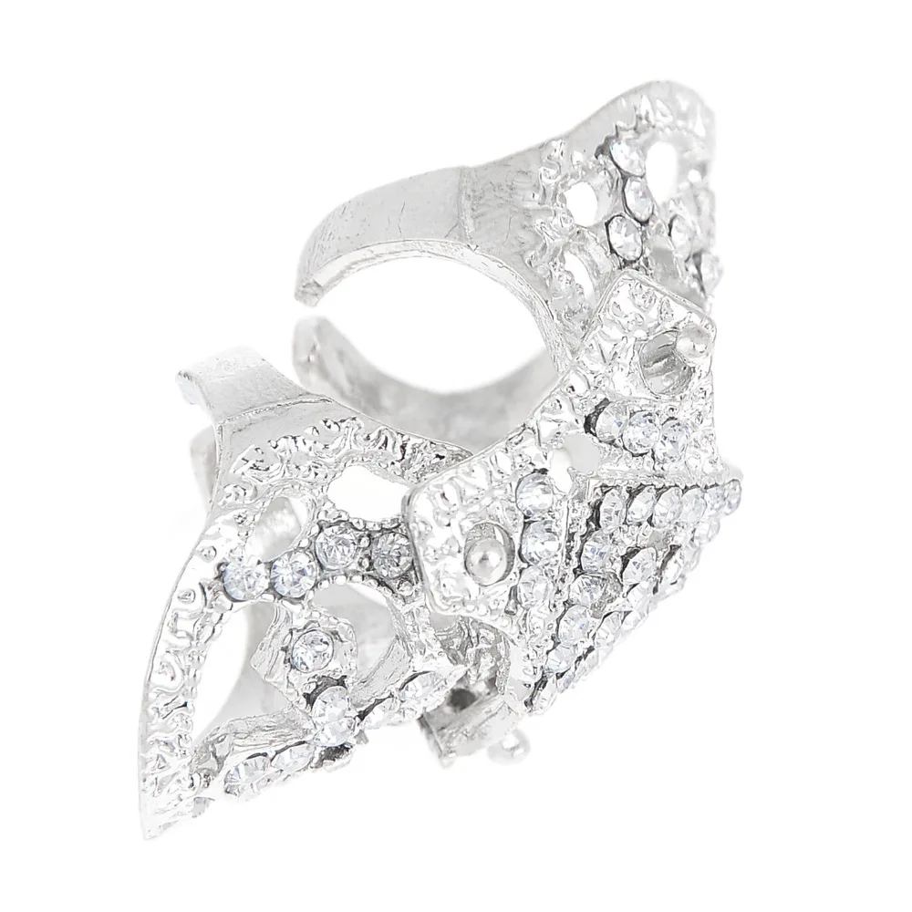 Готический панк горный хрусталь крест шарнирное армированное длинное кольцо