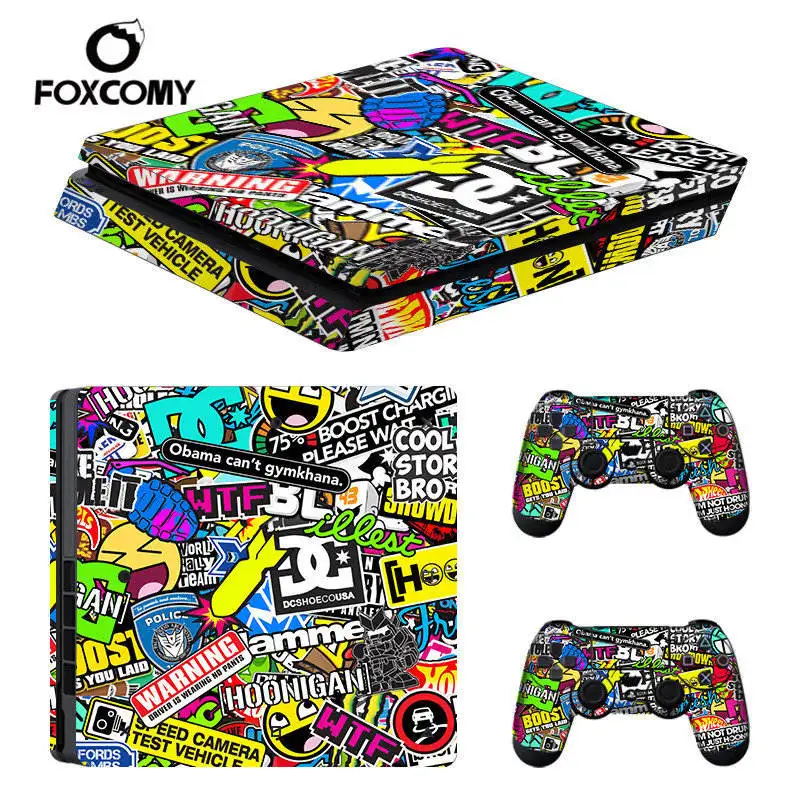 STICKERBOMB консоль кожный чехол для Playstation 4 тонкая консоль PS4 тонкий кожный стикер контроллер светодиодный защитный - Цвет: 01