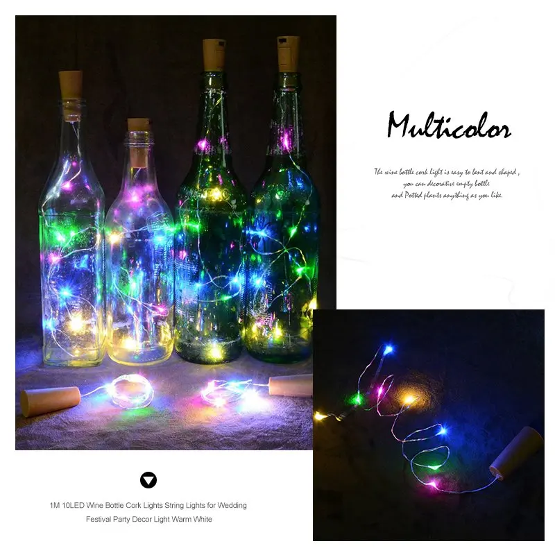 1 м 10 LED Феи бутылки вина пробковые световые гирлянды для свадьбы праздника