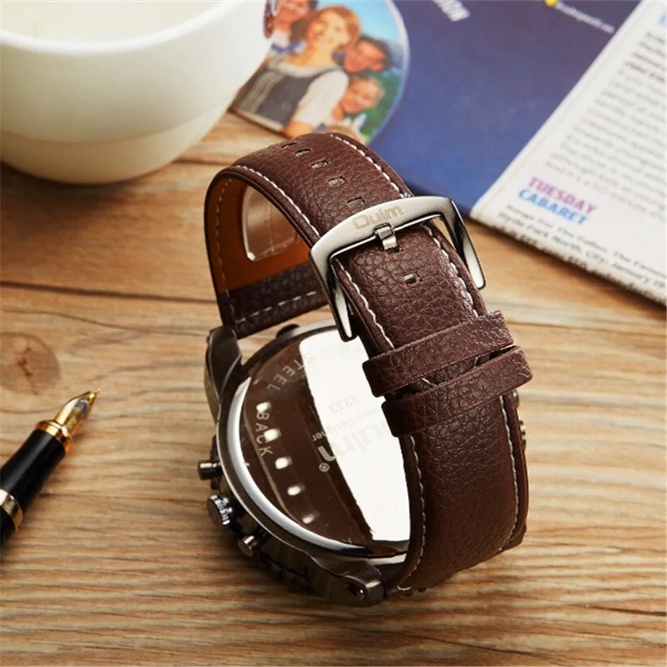 Мужские часы Лидирующий бренд OULM модный дизайн большие лица несколько часовых