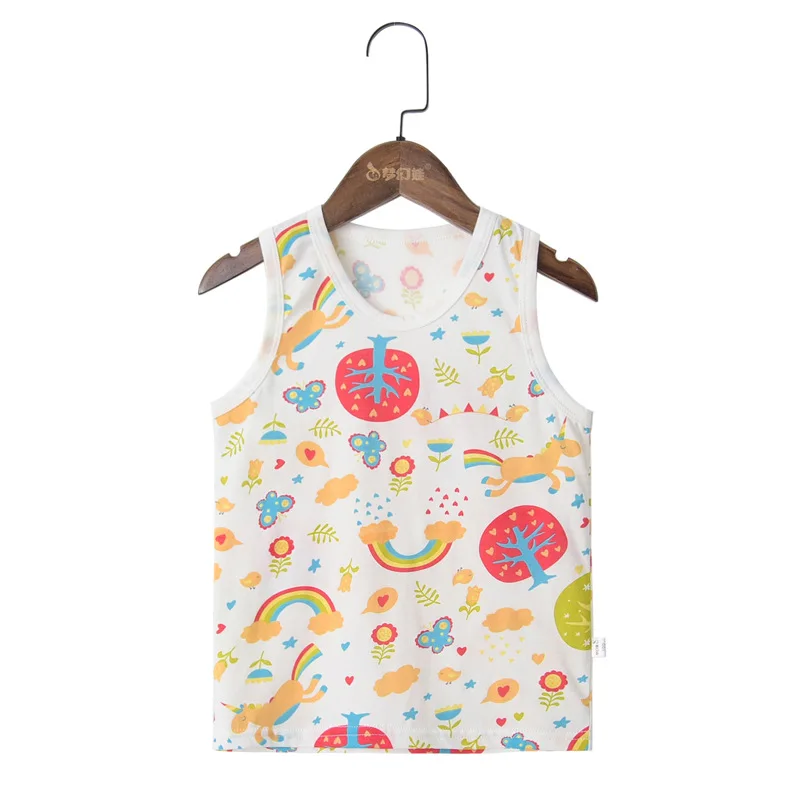 15-Y T Shirt for Boys Fruit Watermelon Cotton Baby Girl Boy Animals Duck Fox Sleeveless Tops Tee Summer Children's Clothes 0-6Y - Color: 15-Y