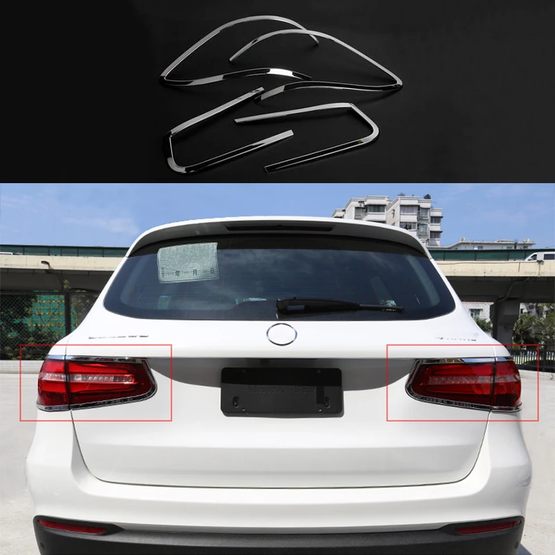 4 шт. хромированные задсветильник фары для Mercedes Benz GLC Class X205 2016 2017|rear cover|trim covertrim chrome