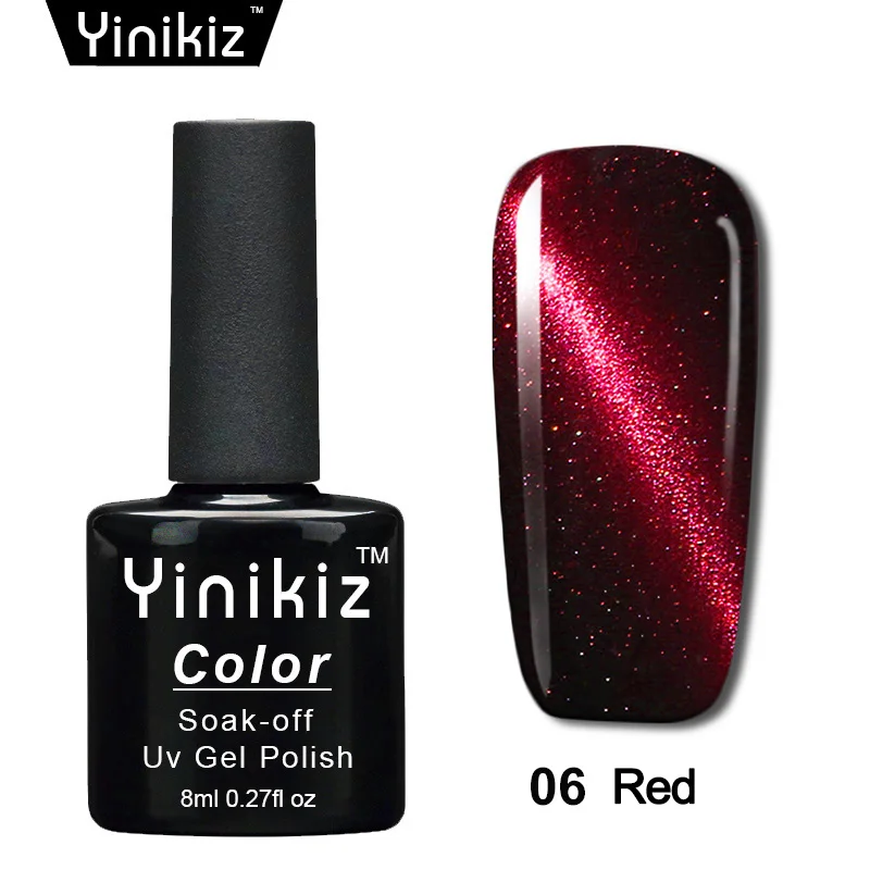 06red Yinikiz кошачий глаз гель лак-эмаль для ногтей Перманентный магнитный гель лак для ногтей лак для нейл-арта Сияющий волшебный цвет Клей - Цвет: 06red