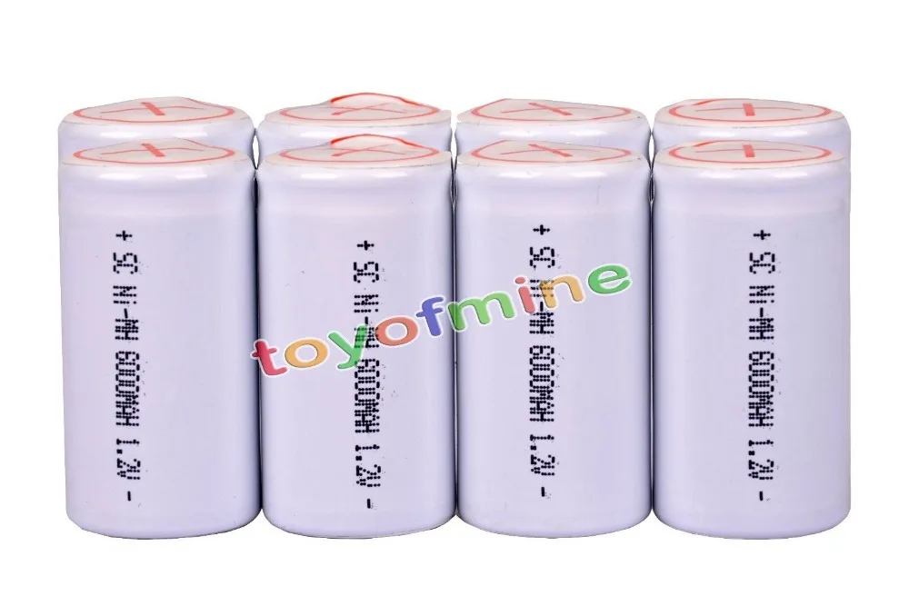 

8x Sub C SubC With Tab 6000mAh 1.2V Ni-MH Rechargeable Battery White High Power
