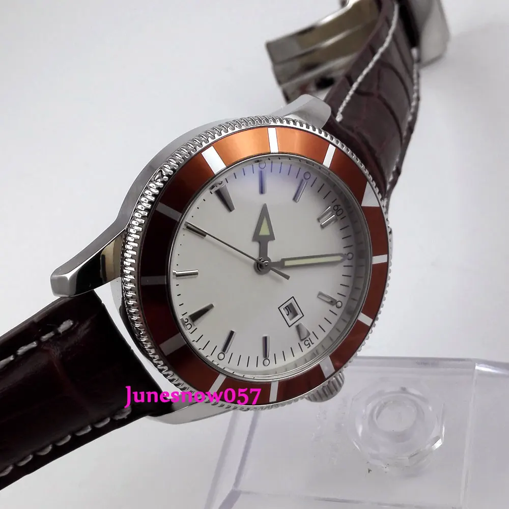 Автоматические Мужские часы Bliger 46 мм с поливиниловым покрытием белый и синий