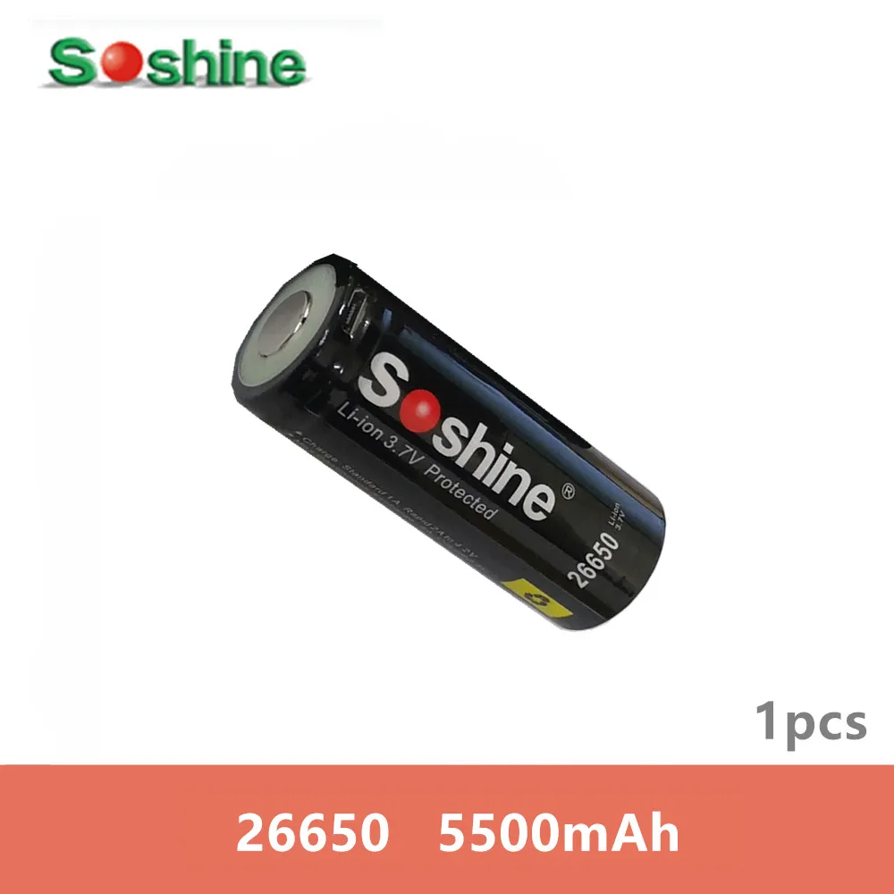 1 шт. оригинальный бренд soshine 26650 аккумулятор 5500 мАч с usb портом для зарядки