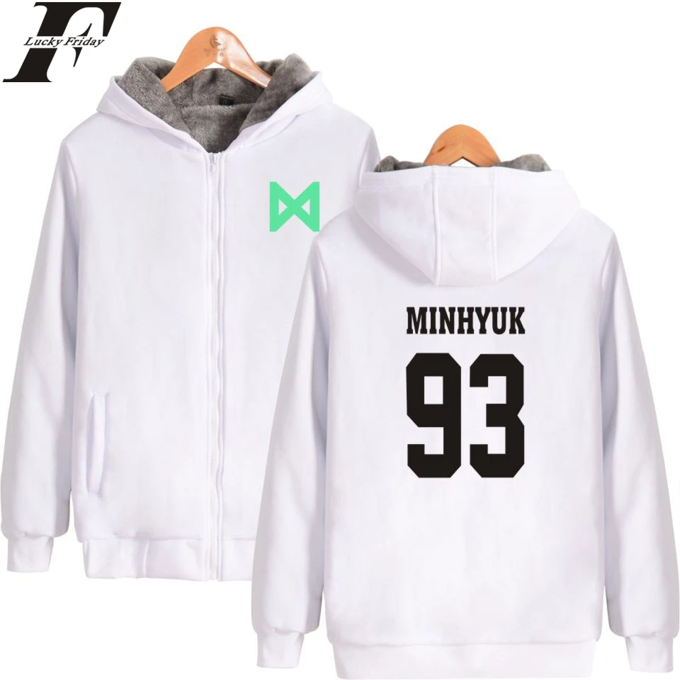 Толстовки MONSTA X Kpop на молнии женские свитшоты повседневные толстовки с принтом