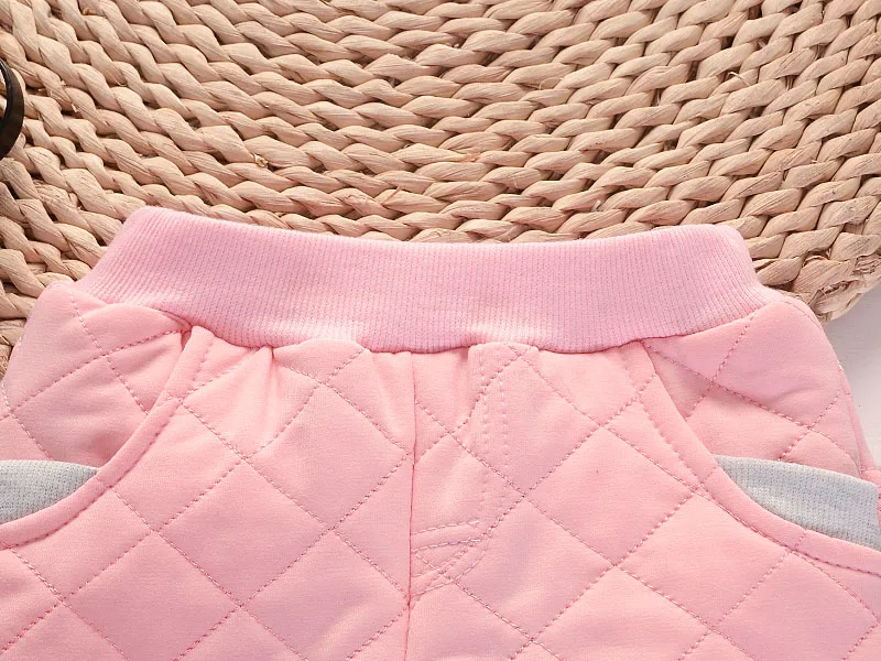 Штаны для маленьких девочек BibiCola детские весенние теплые брюки с рисунком