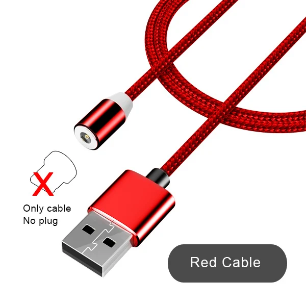 NOHON 3 в 1 быстрый Магнитный зарядный кабель светодиодный 8-контактный Micro usb type C для iPhone X 7 8 6 Xiaomi 4 магнитные кабели для зарядки - Цвет: Red cable no plug