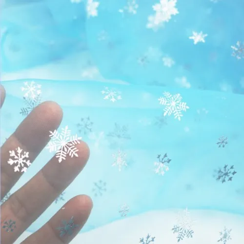 small snowflake 1 ярд, синяя Снежинка, блестящая ткань, сделай сам, ручная работа, детская юбка-пачка для душа, шитье, платье принцессы, вечерние, свадебные, зимние, чудесные декорации - Цвет: small snowflake