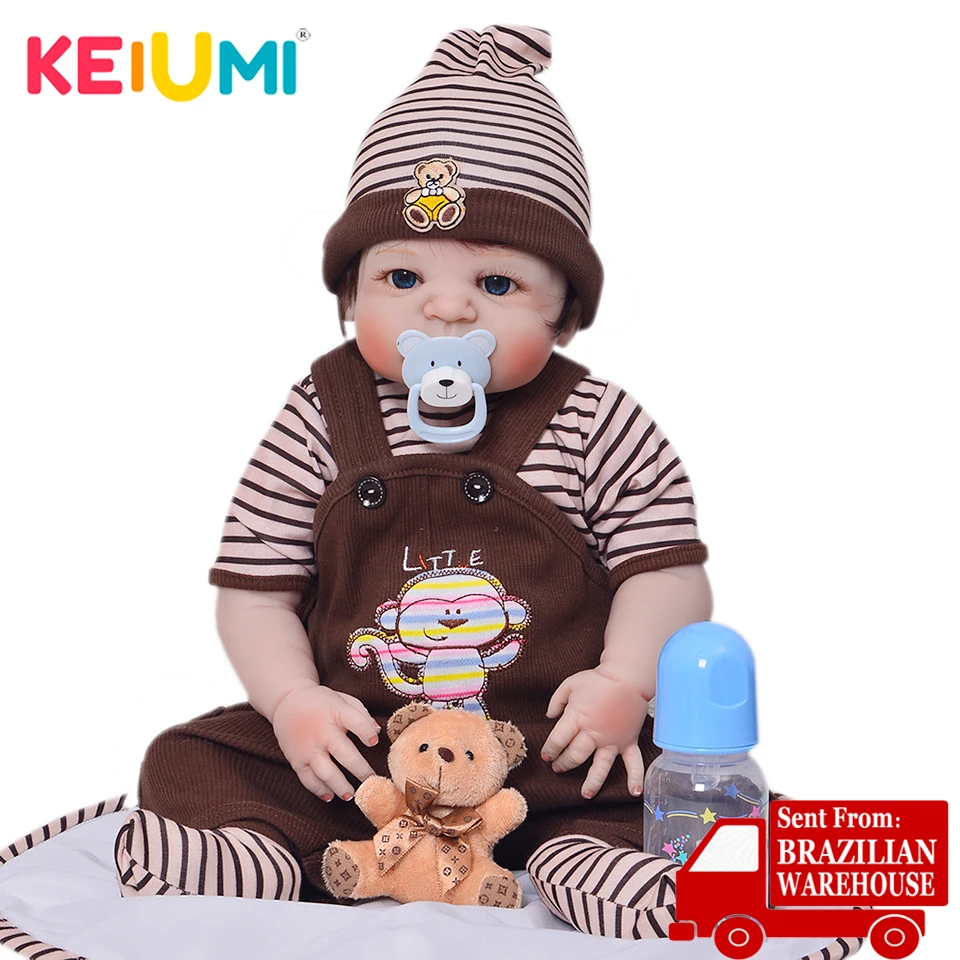 KEIUMI 23 дюйма милая кукла новорожденный мальчик ручной работы силиконовая малыш