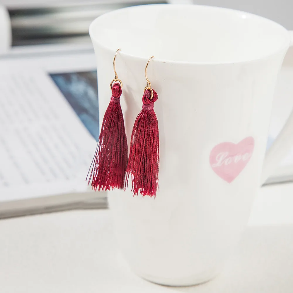Женские серьги подвески Boho длинные с кисточками L0611 2019|Серьги-подвески| |