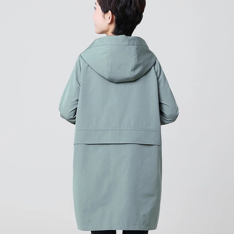 2019 Spring autumn long trench coat women fashion ladies hooded outerwear loose plus size 4xl female overcoat tops | Женская одежда