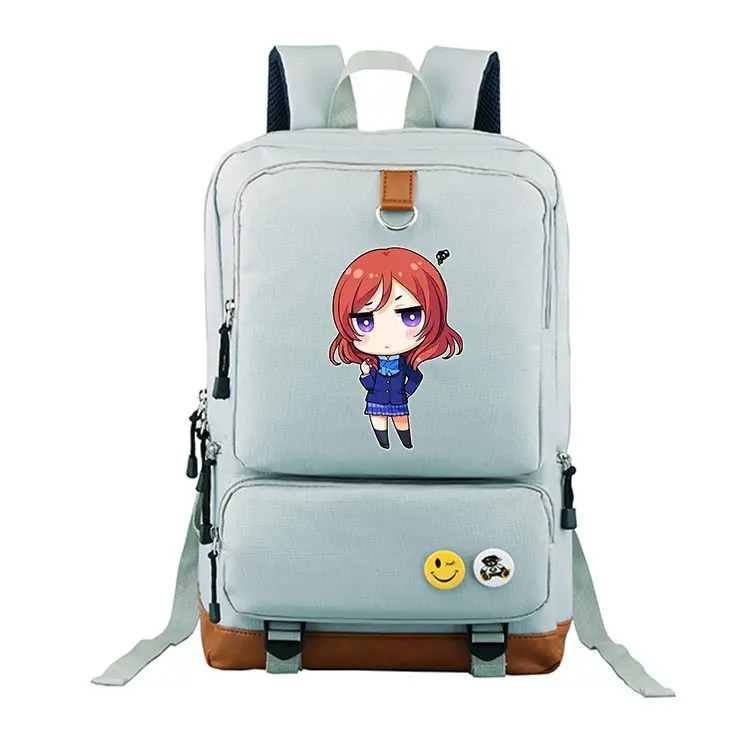 Аниме Любовь жить Обувь для девочек мультфильм Рюкзак Студенты Bagpack ноутбук Рюкзаки дети девушка большой Ёмкость портфель Школьные ранцы - Цвет: Gray 13