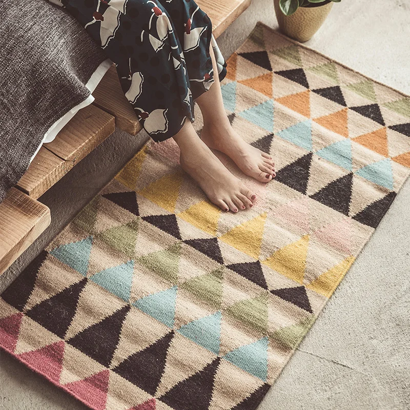 Однотонный ковер Kilim из 100% шерсти марокканский для гостиной геометрический белый