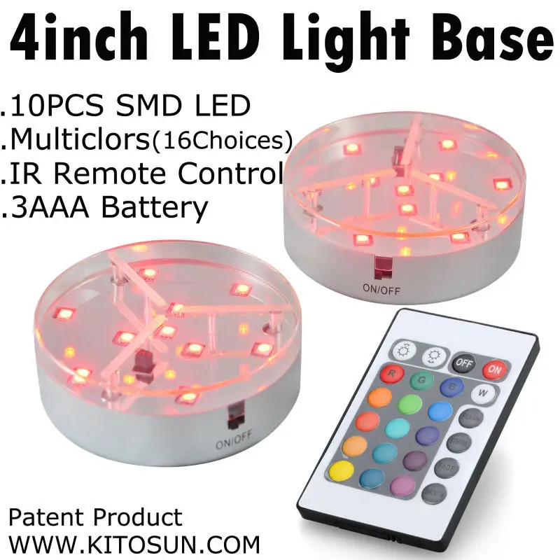 

1pc 4 inch led light base extension Centerpiece Lighting 3AA Battery Operated 9 RGB LED Light for Under Vase