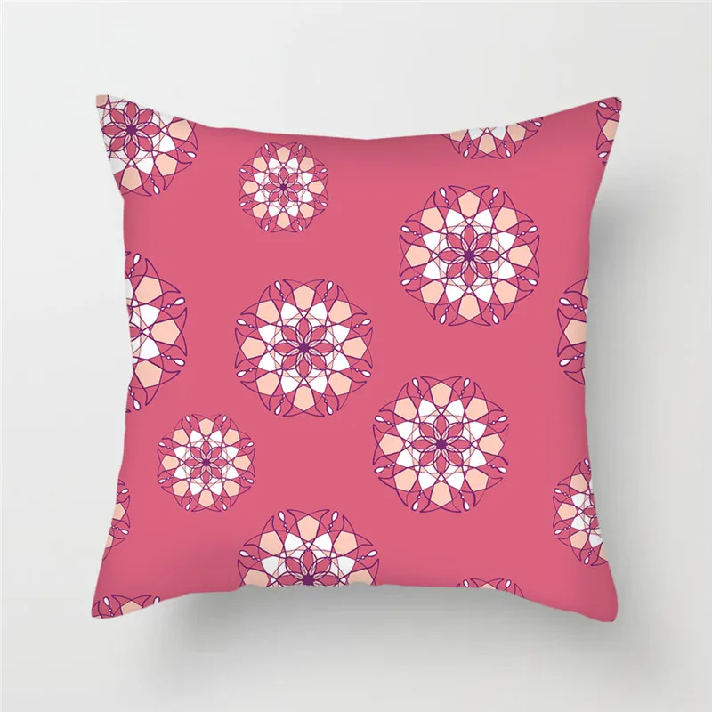 Чехол на подушку с геометрическим узором Fuwatacchi цветами и сердечками круглая