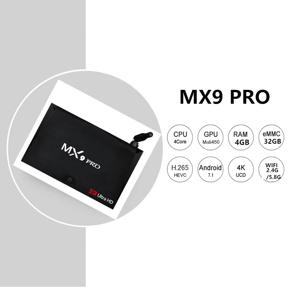 MX9 PRO TV Box Android 7 1 RK3328 Четырехъядерный 4 ГБ/32 Гб WiFi 4K Smart HD медиаплеер Tv box