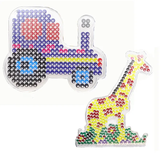 2 шт./пакет Хама бусины 5 мм, Фурнитура для бижутерии, Pegboard головоломки Perler бисер Пазлы колышек Панели ремесло колышек Панели детские развивающие игрушки для детей - Цвет: car front-giraffe