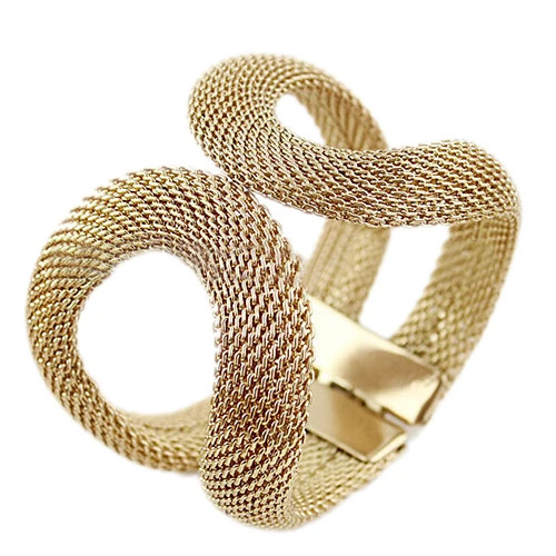 Women Cool Fashion Mesh Wide Alloy Spring Cuff Bracelet Jewelry Punk Bangle new | Украшения и аксессуары