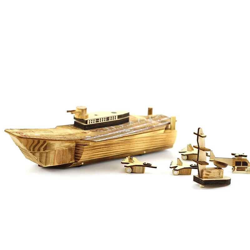 1 шт. креативная деревянная Военная игрушка миниатюрный боевой корабль модель