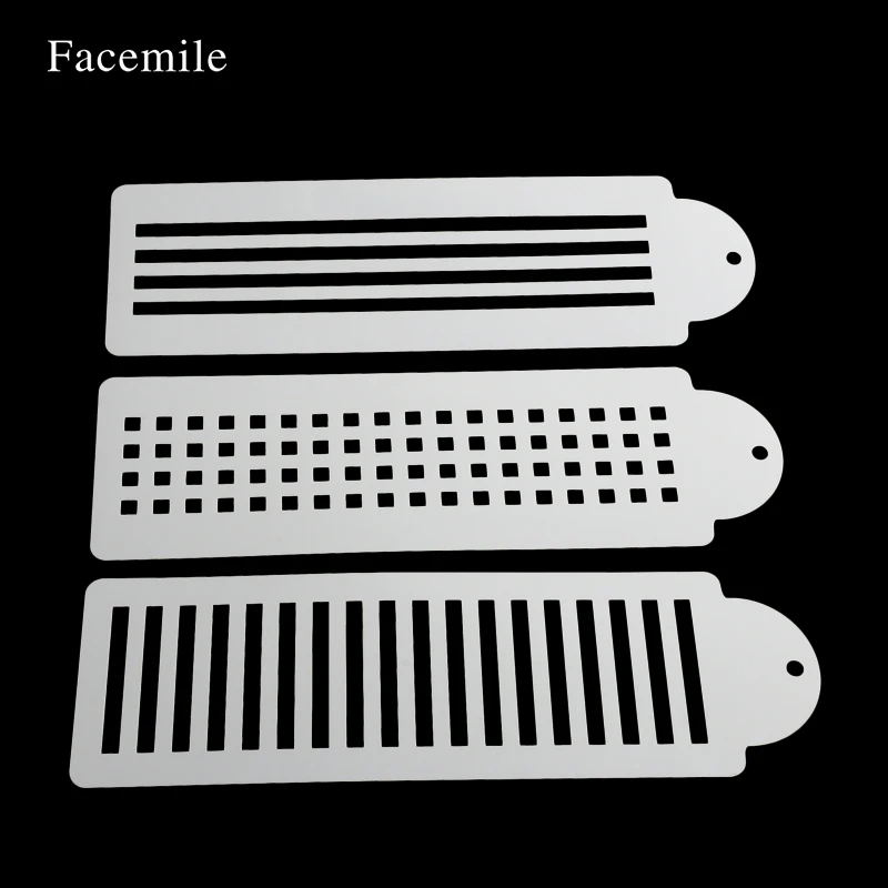 Facemile 3 шт./компл. пластмассовый трафарет для торта клетчатый полосатый дизайн