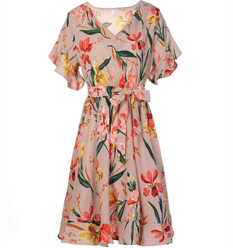 2019 летнее женское мини-платье с цветочным принтом модное сексуальное платье