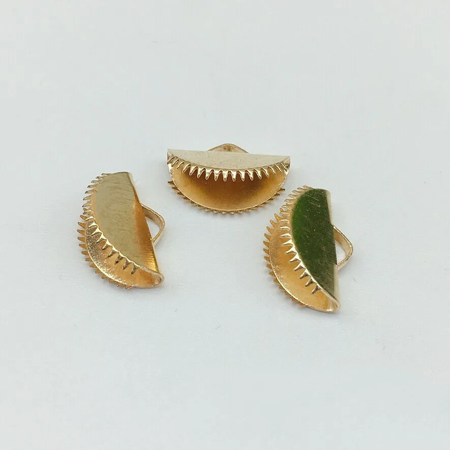 KC Gold 200 шт., 13*8 мм, 15*10 мм, металлические полукруглые застежки, заглушки для шнура, заглушки для шнура, лента, кожаный зажим, Заглушка для ювелирных изделий, обжимные разъемы - Цвет: KC Gold