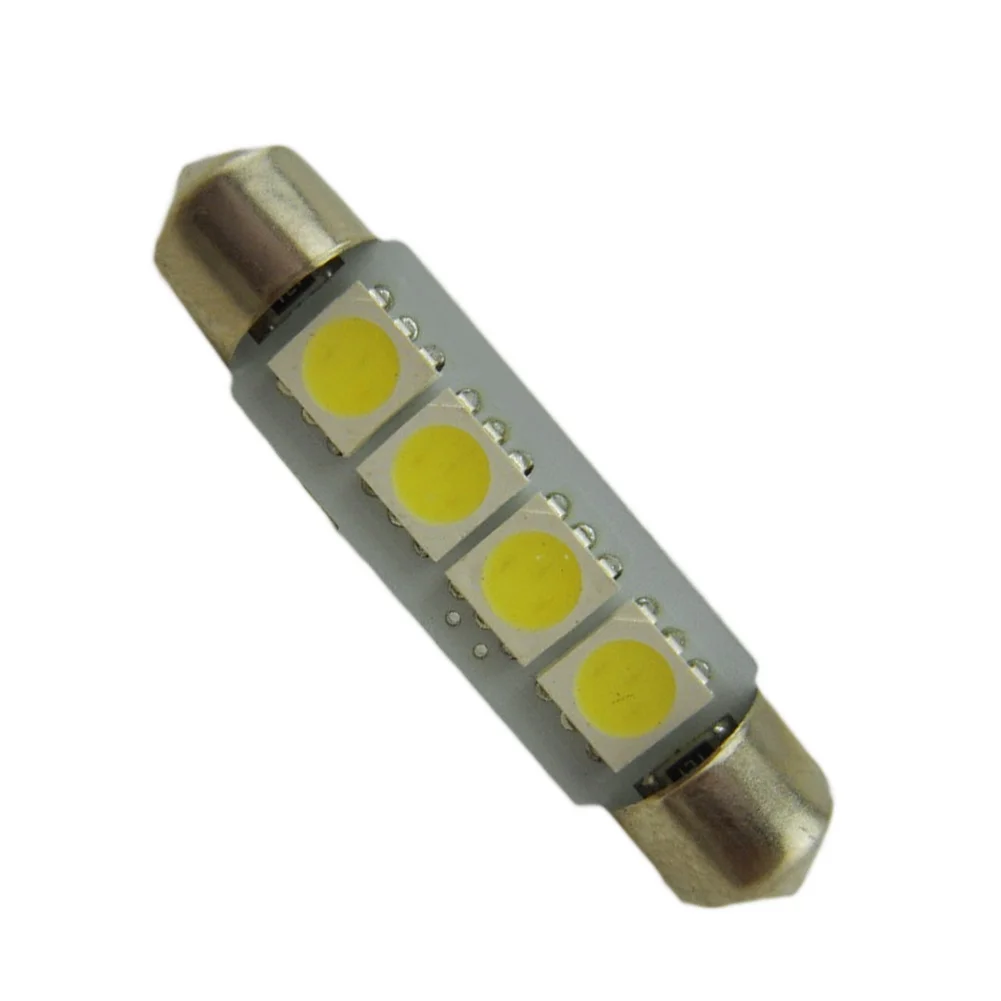Car styling DC 12V 39mm C5W 4 SMD 5050 LED White CANBUS Error Free License Plate light Bulb Dome Festoon Lamp source | Автомобили и