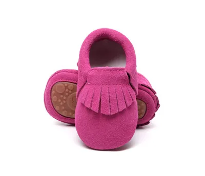 hot pink Лидер продаж натуральная замша детские мокасины обувь бахрома из твердой резины подошва детская обувь Впервые Уокер малышей детские сапоги - Цвет: hot pink