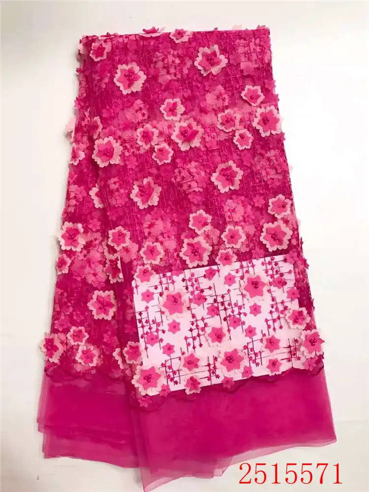 Multi-color African lace fabric 3d flower embroidered tulle mesh for wedding dress 5yards/lot | Дом и сад
