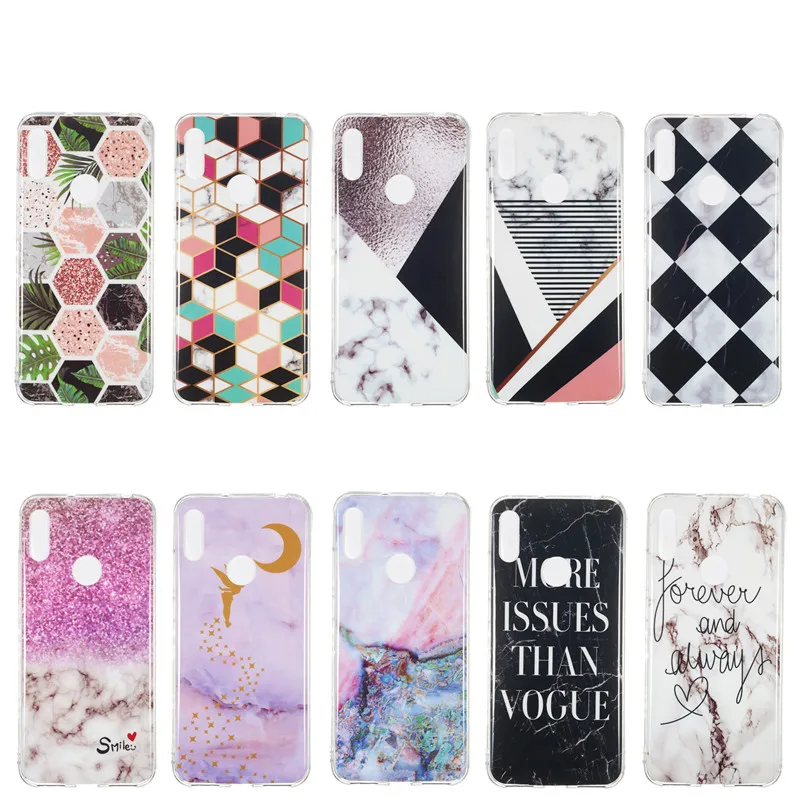 FLYKYLIN Marble Case For Huawei Y6 2019 Prime Y 6 Coque Soft TPU Silicone Back Cover Leaf Phone Capa |