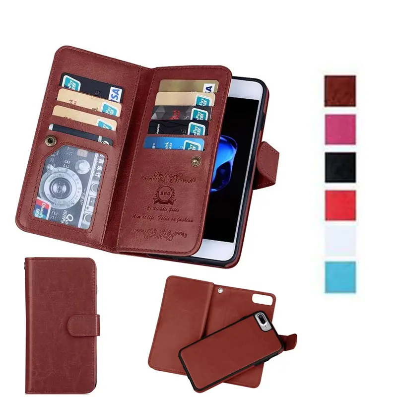 Роскошный чехол-кошелек для iPhone X XR XS Max кожаный чехол 6 6s 7 8 Plus 5S SE 2в1 Магнитный
