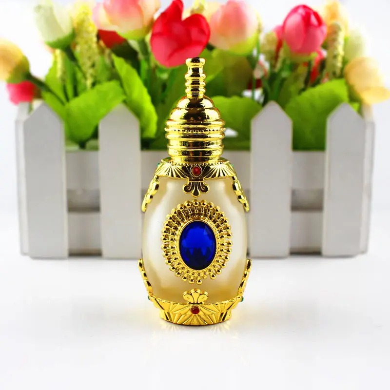 Blue Rhinestone 15 мл старинный металлический стеклянный флакон для духов в арабском стиле, бутылочки для эфирных масел со стеклянной капельницей, флакон Ближнего Востока - Цвет: Blue Rhinestone