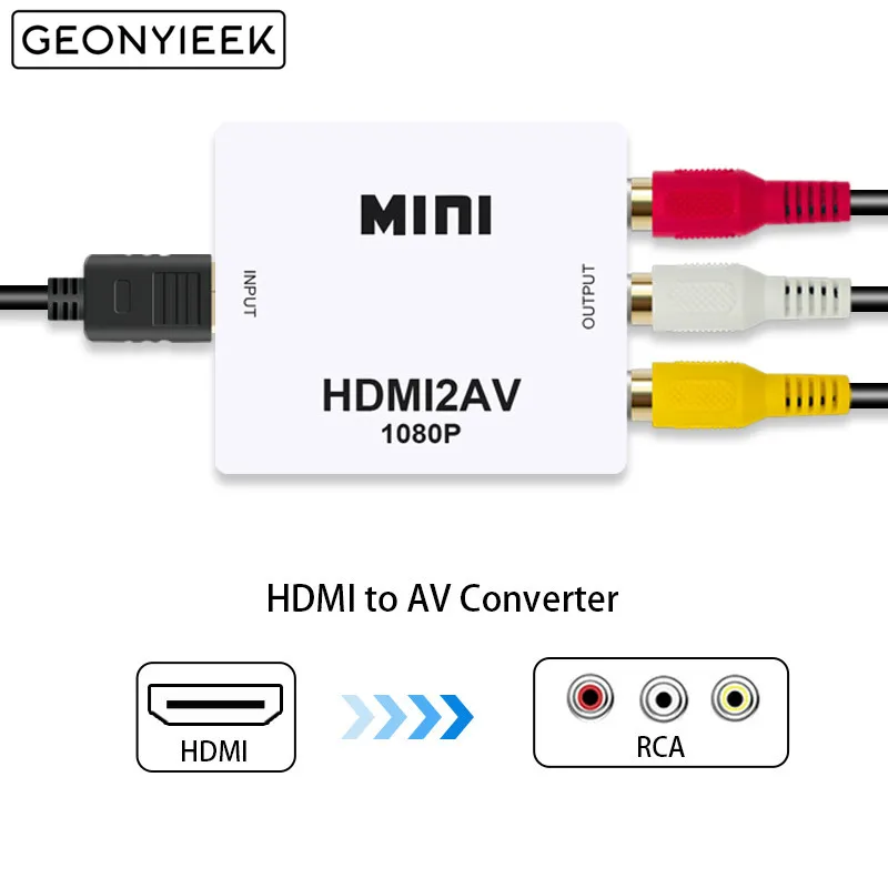Композитный адаптер с mini HDMI на VGA и RCA AV конвертер для аудиосигнала ПК 1080p 3 5 мм CVBS